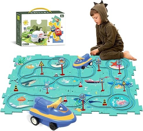 Pista de rompecabezas PuzzleTrack™ con Carrito Eléctrico (25 pcs)