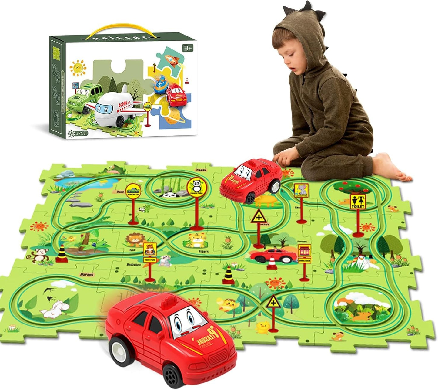 Pista de rompecabezas PuzzleTrack™ con Carrito Eléctrico (25 pcs)